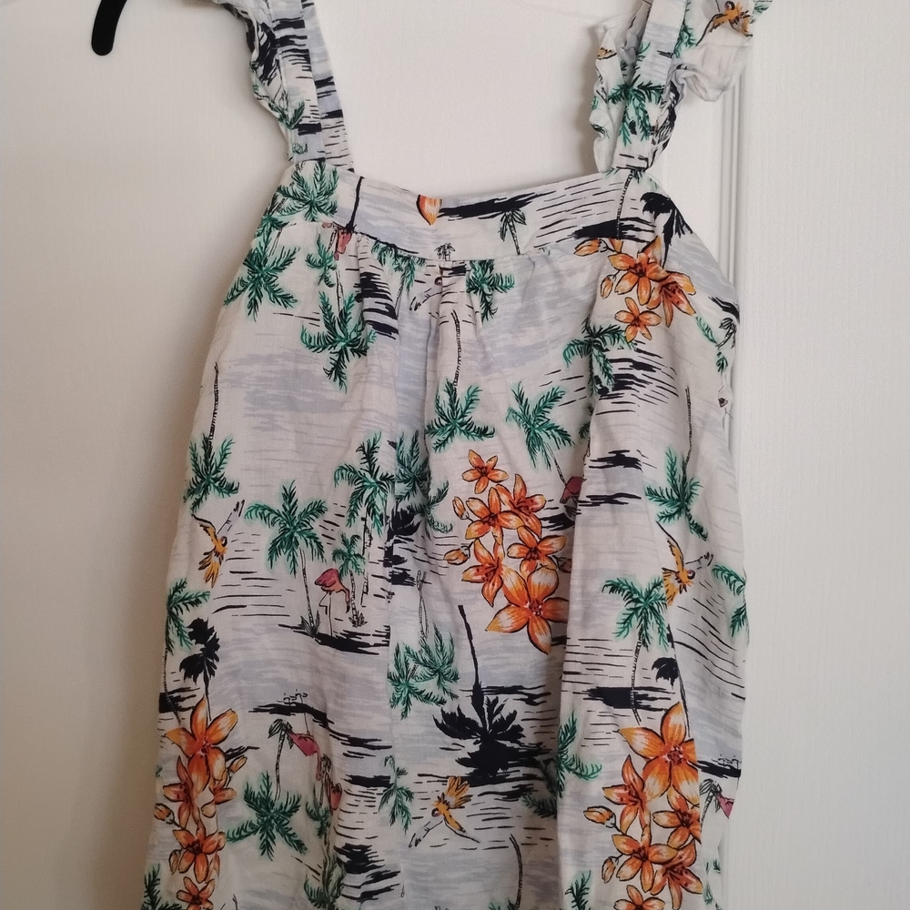 Old Navy Tropical Print Blouse - White, Green, Orange